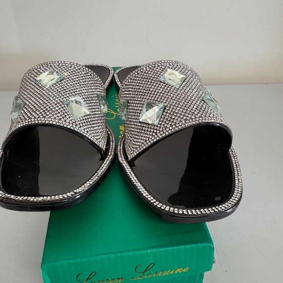 lauren larraine Bianca Black And Silver sandals womens 9 - Picture 5 of 6